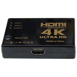 HDMI 4K SWITCH 31 της Pro.fi.con άριστης ποιότητας επιλογέας 3 input Ultra HD V2.0 επαγγελματικού επιπέδου τριών εισόδων τηλεχειριζόμενος και χειροκίνητος